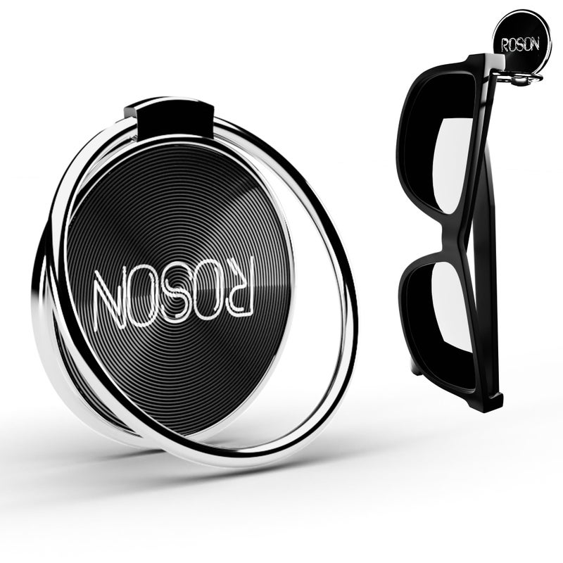 ROSON Sunglass Holder for Car Dash Sunglasses Clip Premium Metal-Alloy Glasses Eyeglass Holder Truck Car Accessories for Women Man - Any Surface You Need - Silver Black (1 Pack) - Image 1